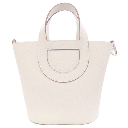 HERMES Handbag Taurillon Clemence, Swift white In the Loop 18 SilverMetal Women Used Authentic