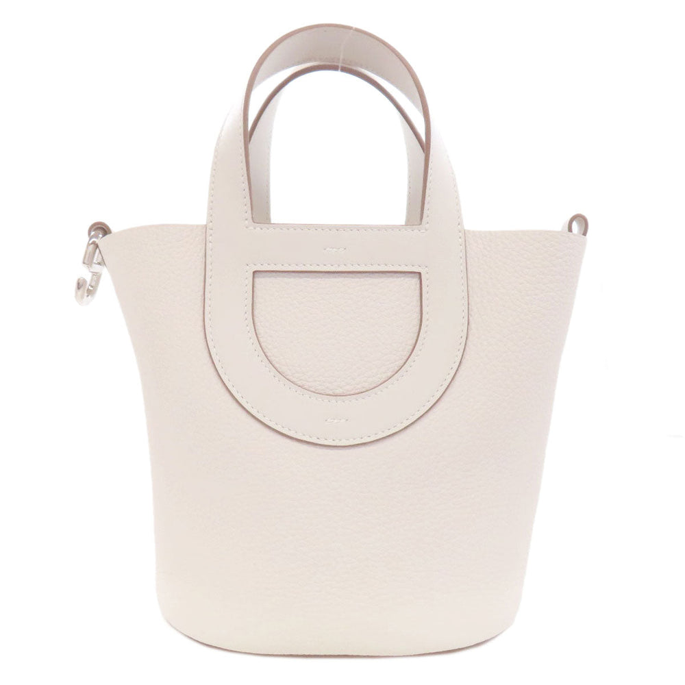 HERMES Handbag Taurillon Clemence, Swift white In the Loop 18 SilverMetal Women Used Authentic