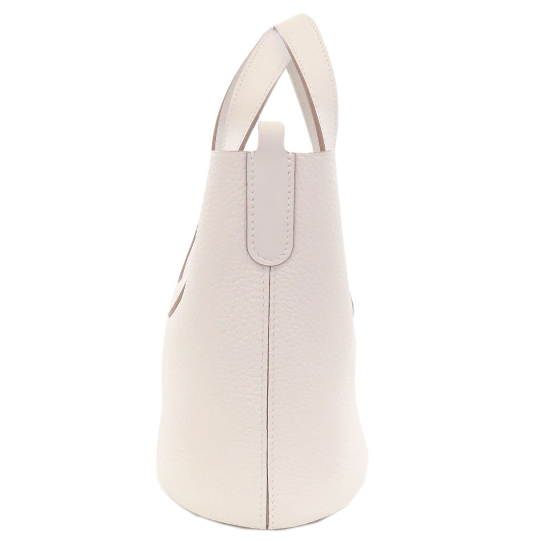 HERMES Handbag Taurillon Clemence, Swift white In the Loop 18 SilverMetal Women Used Authentic