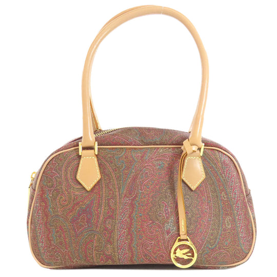 ETRO Handbag PVC Brown Paisley Pattern Women Used Authentic