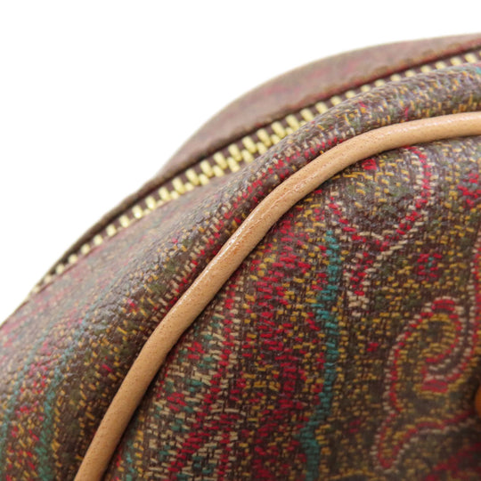 ETRO Handbag PVC Brown Paisley Pattern Women Used Authentic