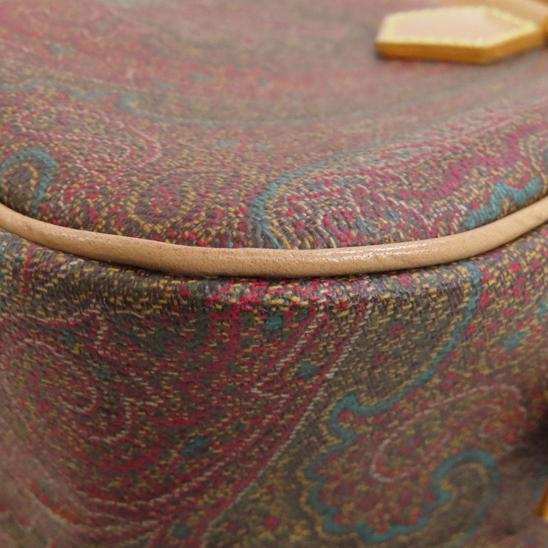 ETRO Handbag PVC Brown Paisley Pattern Women Used Authentic