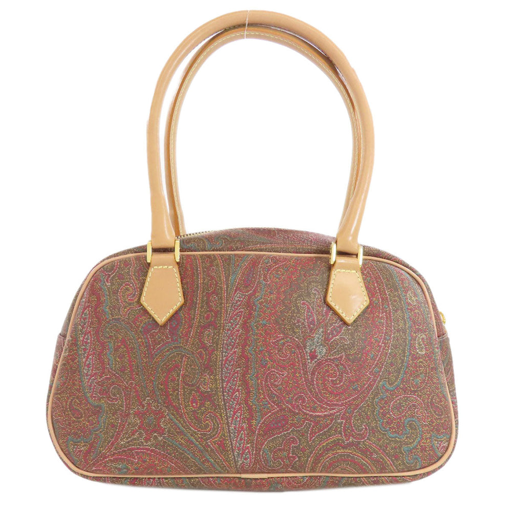 ETRO Handbag PVC Brown Paisley Pattern Women Used Authentic