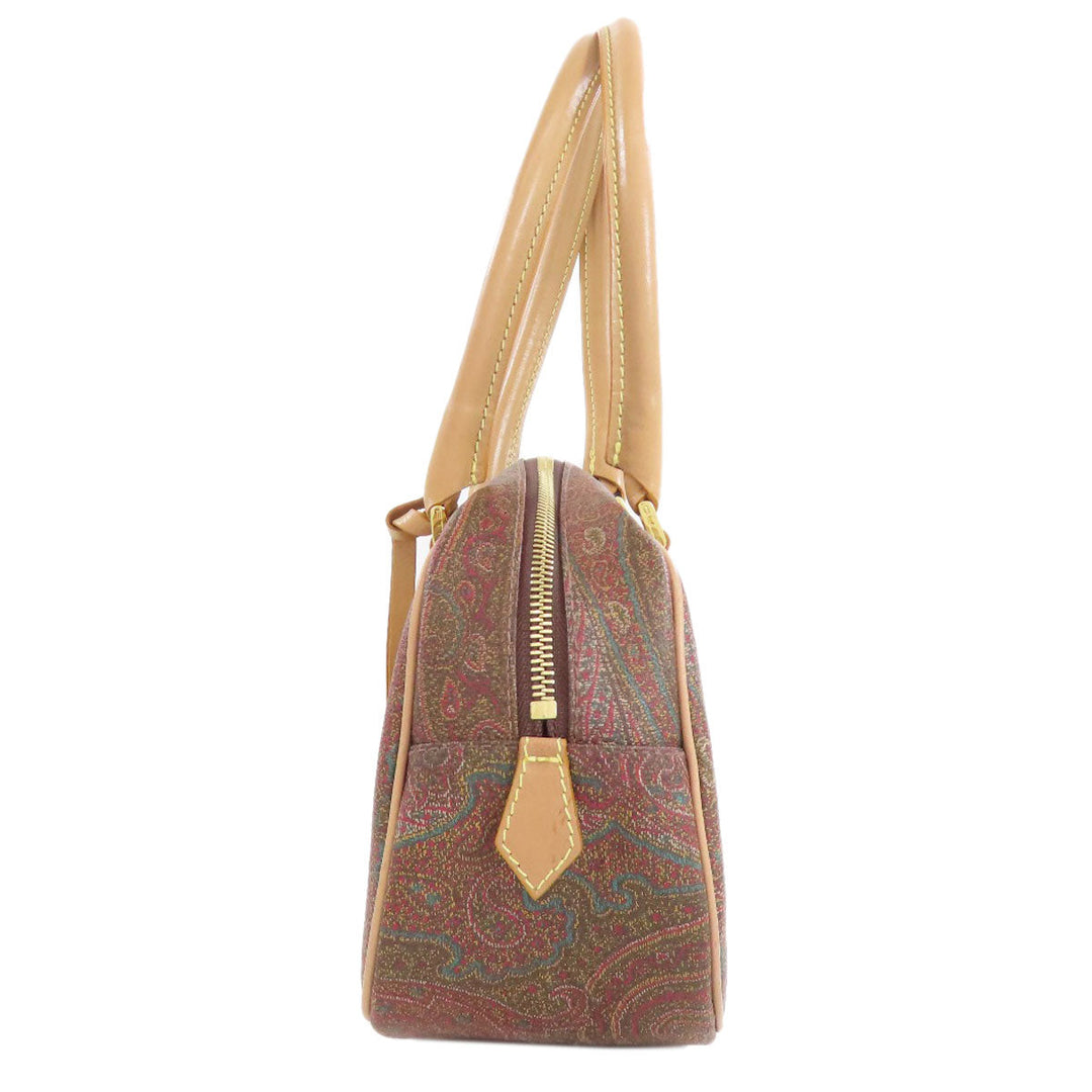 ETRO Handbag PVC Brown Paisley Pattern Women Used Authentic