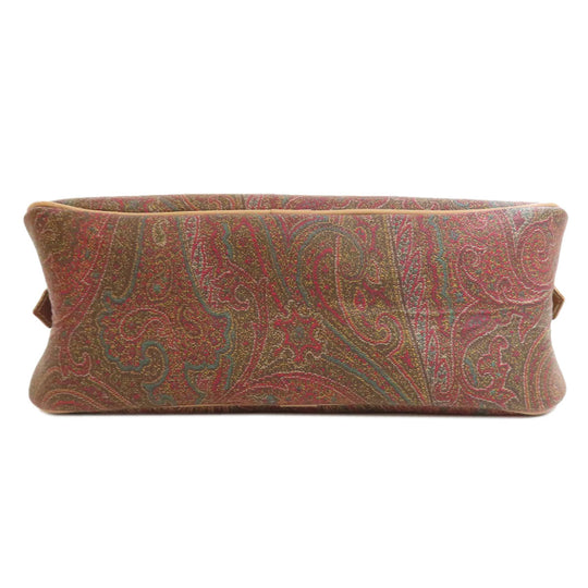 ETRO Handbag PVC Brown Paisley Pattern Women Used Authentic