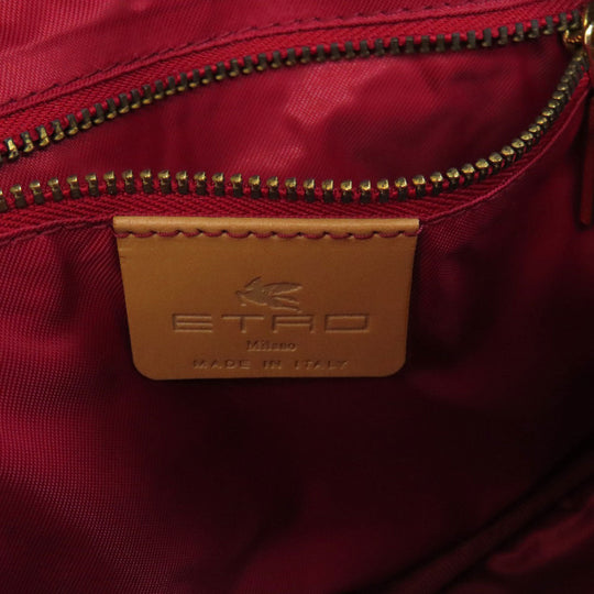 ETRO Handbag PVC Brown Paisley Pattern Women Used Authentic
