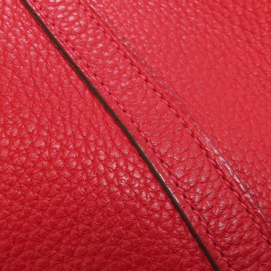 HERMES Handbag Taurillon Clemence Red Picotin Lock MM Rouge Kazak Silver Metal Women Used Authentic
