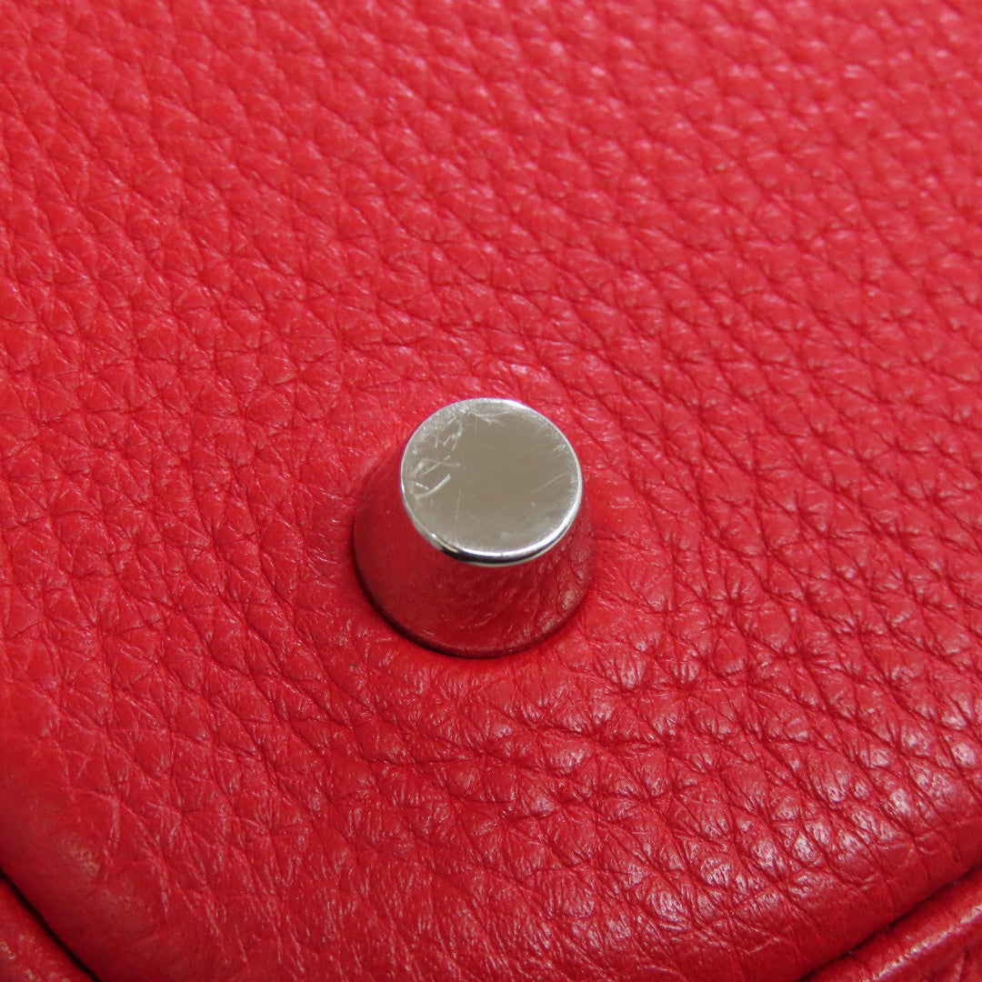 HERMES Handbag Taurillon Clemence Red Picotin Lock MM Rouge Kazak Silver Metal Women Used Authentic