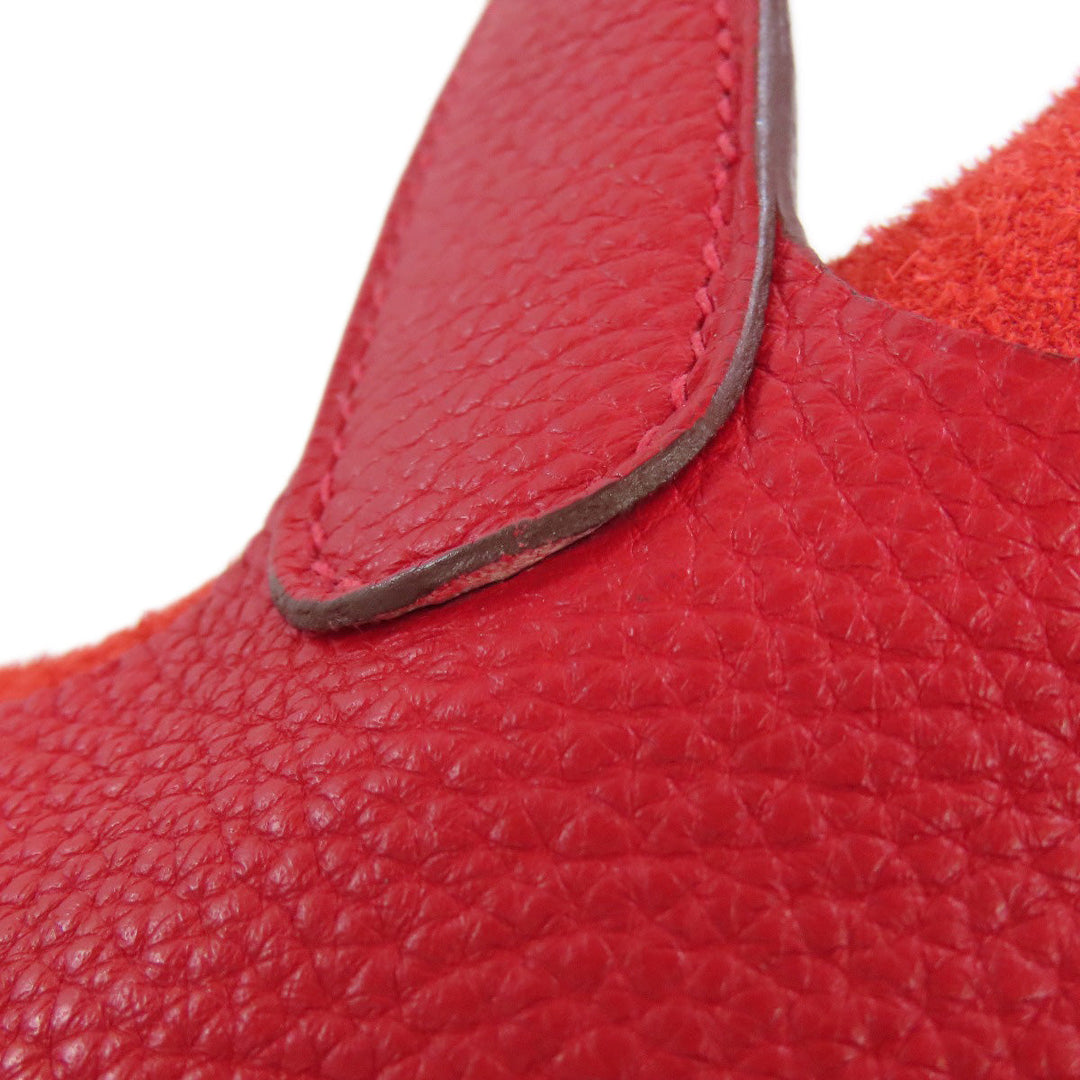 HERMES Handbag Taurillon Clemence Red Picotin Lock MM Rouge Kazak Silver Metal Women Used Authentic