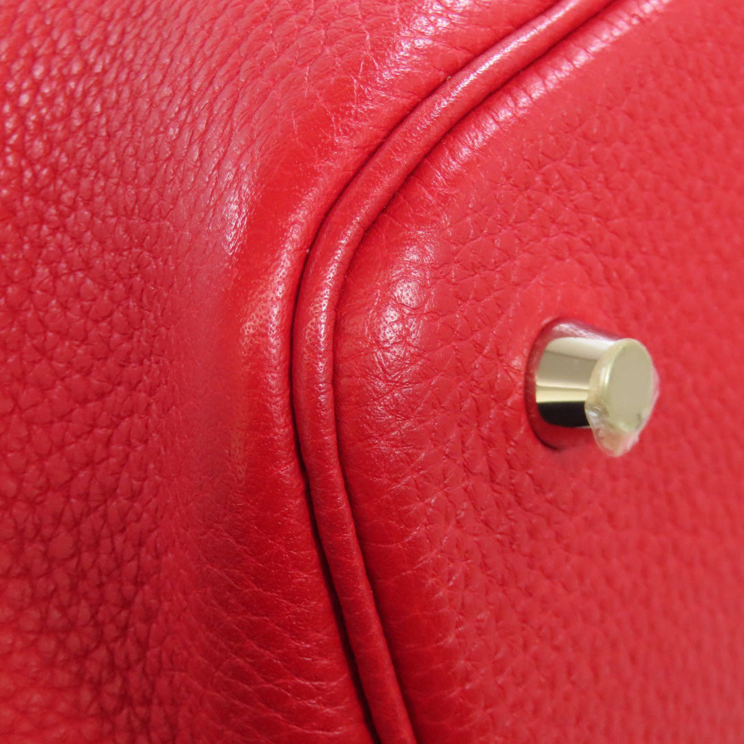 HERMES Handbag Taurillon Clemence Red Picotin Lock MM Rouge Kazak Silver Metal Women Used Authentic