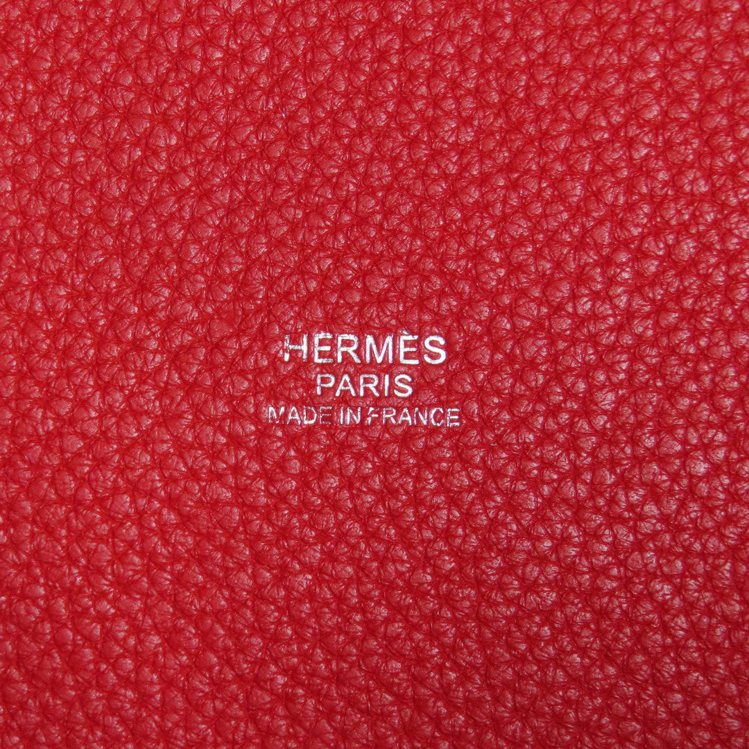 HERMES Handbag Taurillon Clemence Red Picotin Lock MM Rouge Kazak Silver Metal Women Used Authentic
