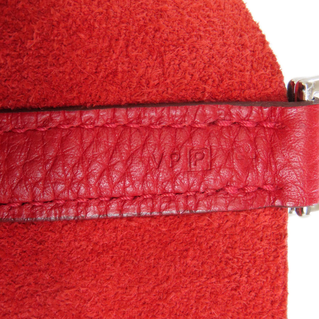 HERMES Handbag Taurillon Clemence Red Picotin Lock MM Rouge Kazak Silver Metal Women Used Authentic