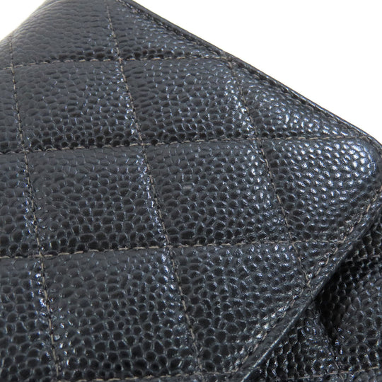 CHANEL Shoulder Bag Grained Calfskin Skin black ChainShoulder Gold Metal