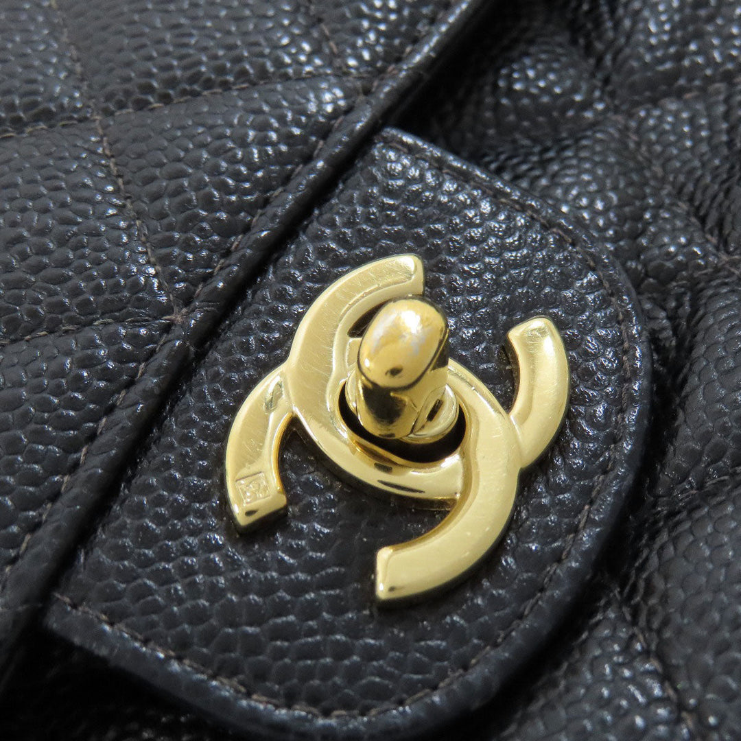 CHANEL Shoulder Bag Grained Calfskin Skin black ChainShoulder Gold Metal