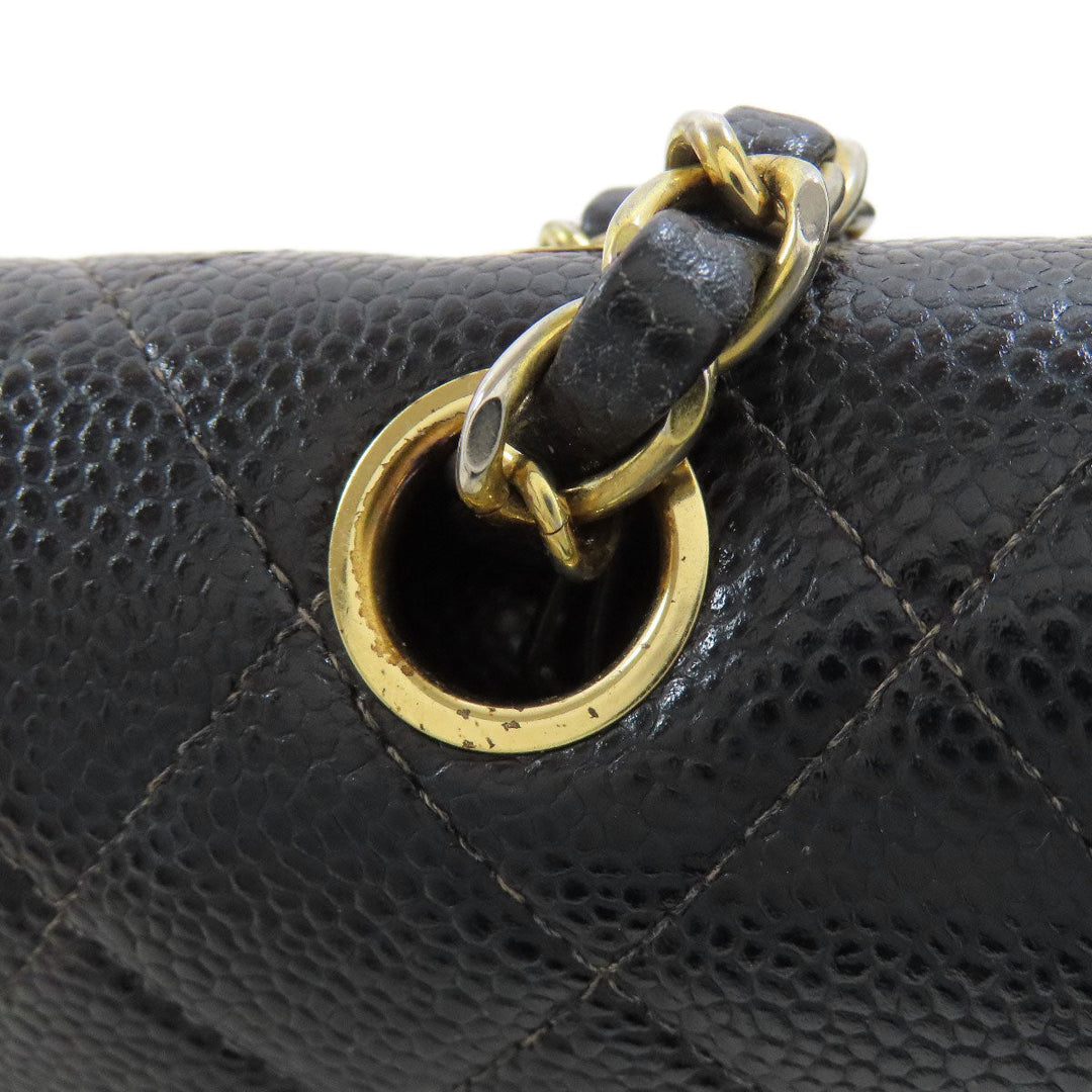 CHANEL Shoulder Bag Grained Calfskin Skin black ChainShoulder Gold Metal