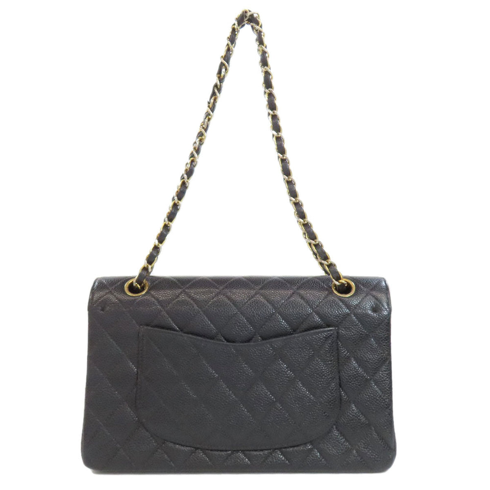 CHANEL Shoulder Bag Grained Calfskin Skin black ChainShoulder Gold Metal