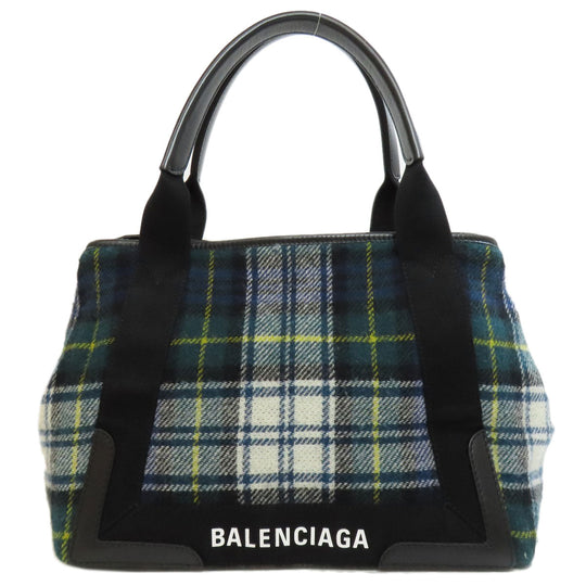 BALENCIAGA Handbag 339933 wool green Navy kabas S Women Used Authentic
