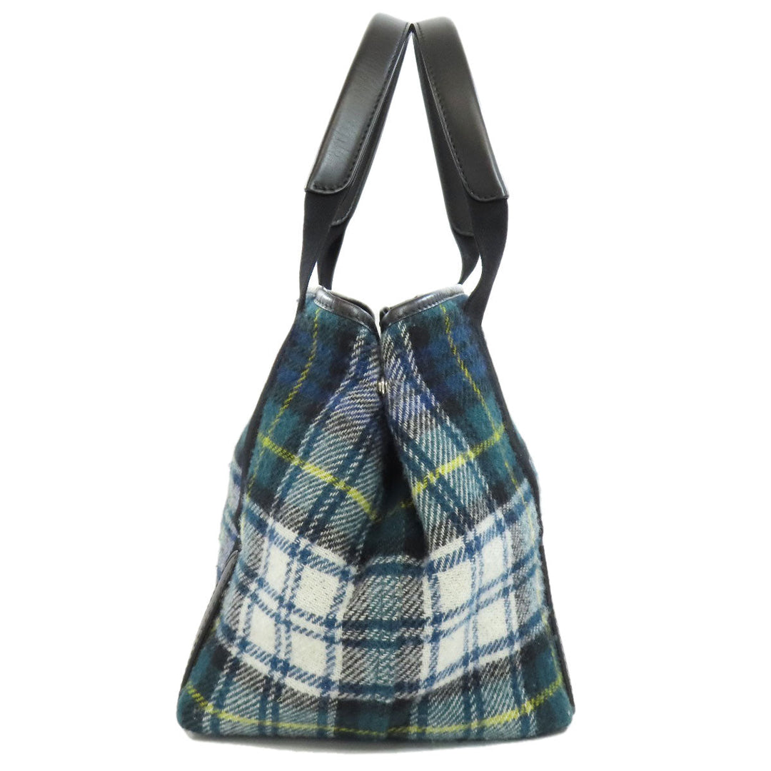 BALENCIAGA Handbag 339933 wool green Navy kabas S Women Used Authentic