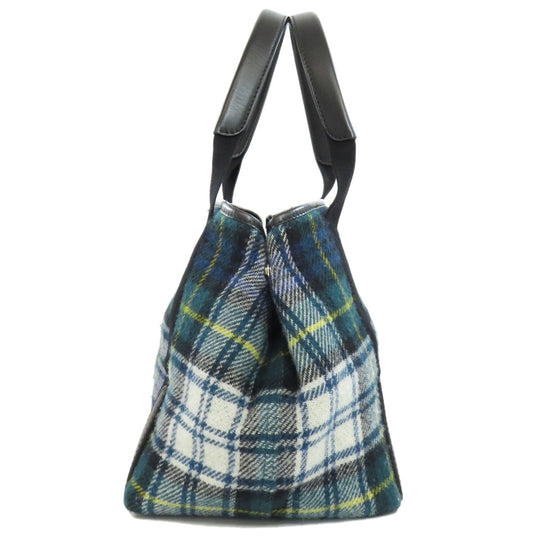 BALENCIAGA Handbag 339933 wool green Navy kabas S Women Used Authentic