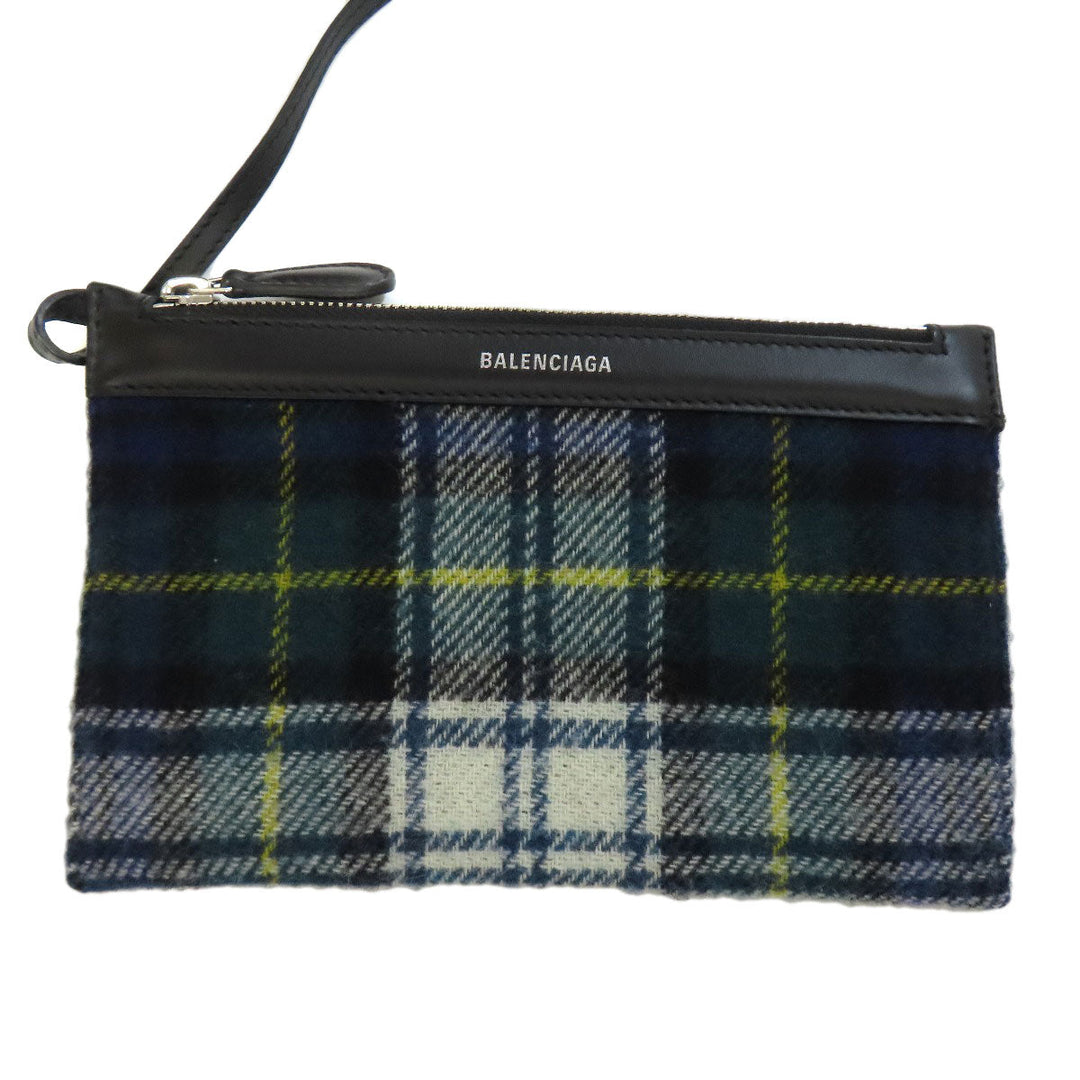 BALENCIAGA Handbag 339933 wool green Navy kabas S Women Used Authentic