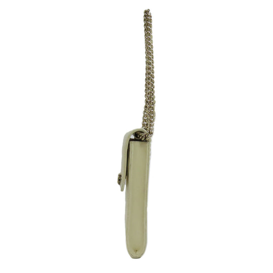 CHANEL Smartphone case Caviar skin white Boy Chanel Gold Metal Women Used Authentic