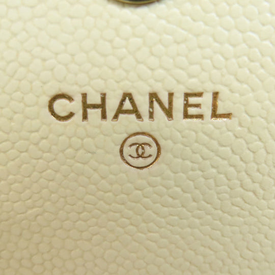 CHANEL Smartphone case Caviar skin white Boy Chanel Gold Metal Women Used Authentic