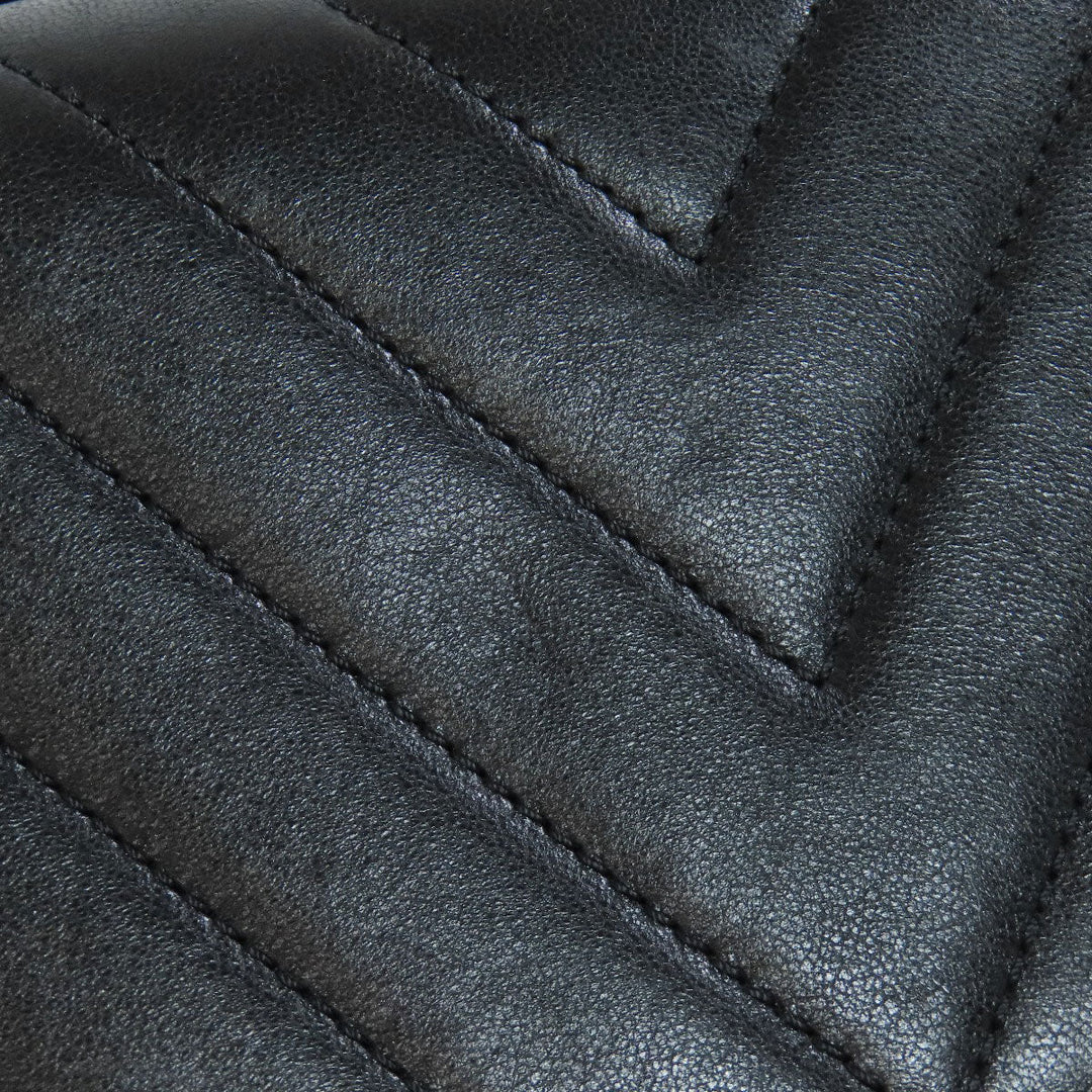 CHANEL Shoulder Bag lambskin black Vstitch Gold Metal 2WAY