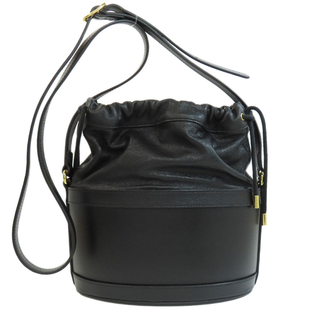GUCCI Shoulder Bag 602118 leather black Horsebit Bucket Bag Long Shoulder Women Used Authentic