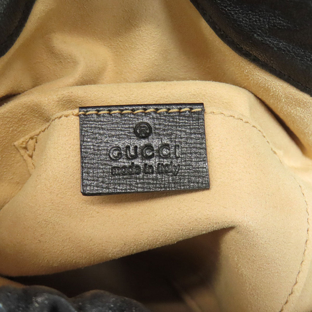 GUCCI Shoulder Bag 602118 leather black Horsebit Bucket Bag Long Shoulder Women Used Authentic