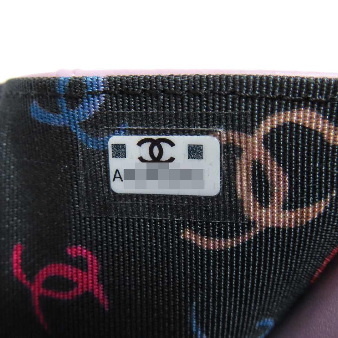 CHANEL Bifold Wallet Caviar skin pink Compact Wallet COCO Mark Gold Metal Women Used Authentic