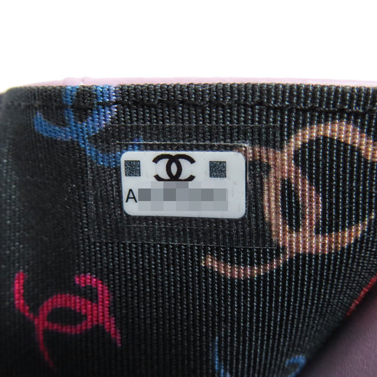 CHANEL Bifold Wallet Caviar skin pink Compact Wallet COCO Mark Gold Metal Women Used Authentic