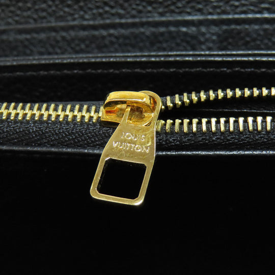 LOUIS VUITTON Long Wallet Purse M64805 Ann Platt black Zippy wallet Women Used Authentic