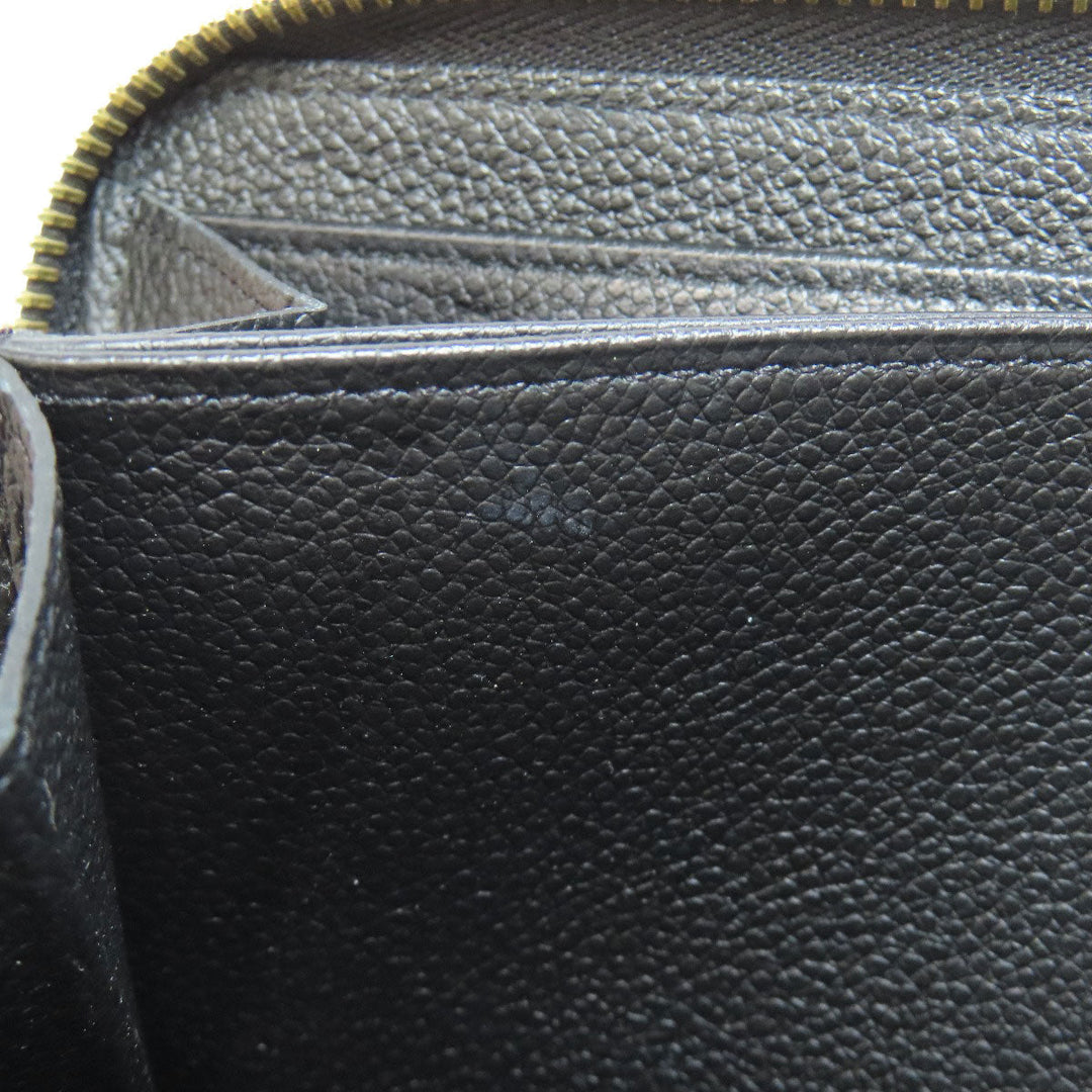 LOUIS VUITTON Long Wallet Purse M64805 Ann Platt black Zippy wallet Women Used Authentic