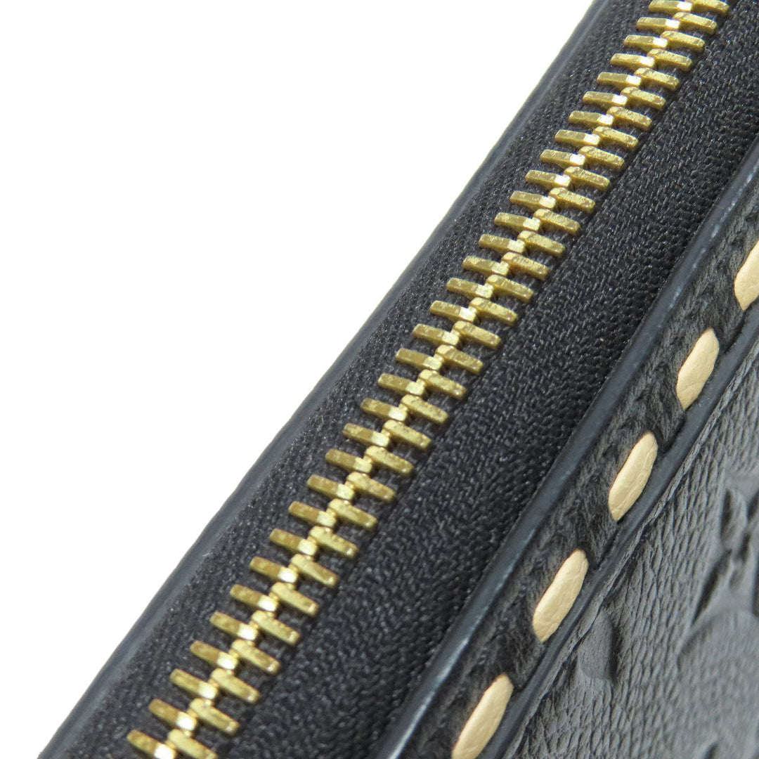 LOUIS VUITTON Long Wallet Purse M64805 Ann Platt black Zippy wallet Women Used Authentic