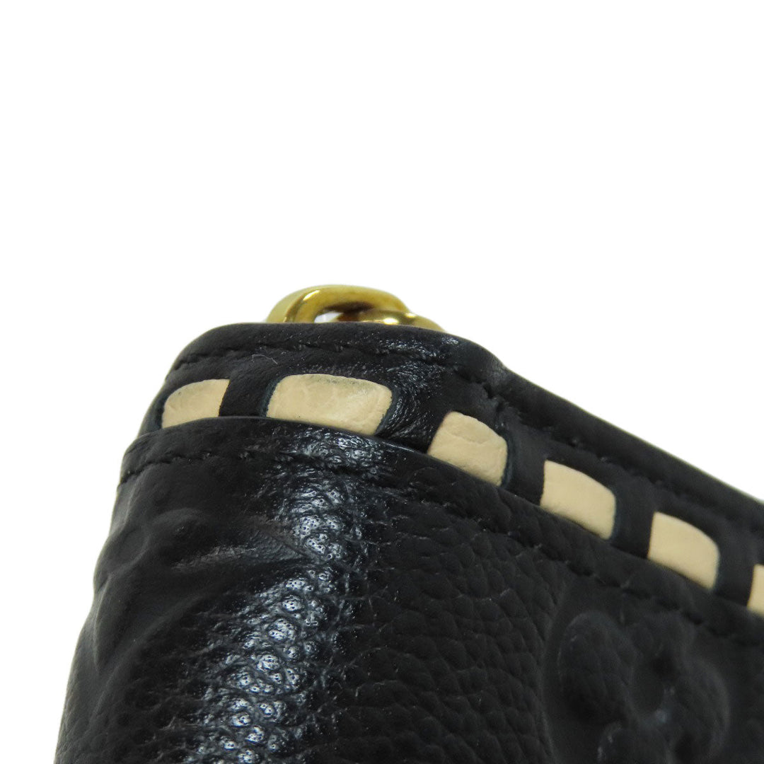 LOUIS VUITTON Long Wallet Purse M64805 Ann Platt black Zippy wallet Women Used Authentic