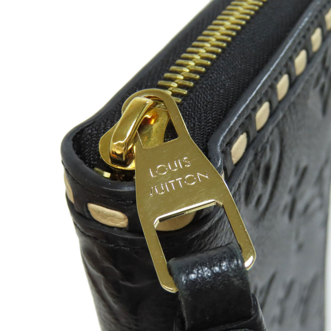 LOUIS VUITTON Long Wallet Purse M64805 Ann Platt black Zippy wallet Women Used Authentic