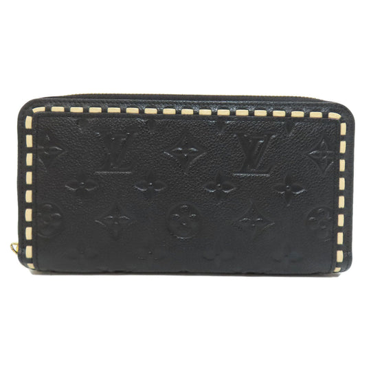 LOUIS VUITTON Long Wallet Purse M64805 Ann Platt black Zippy wallet Women Used Authentic