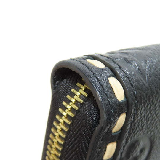 LOUIS VUITTON Long Wallet Purse M64805 Ann Platt black Zippy wallet Women Used Authentic