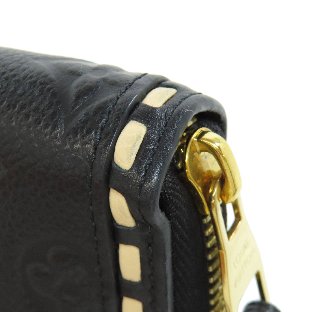 LOUIS VUITTON Long Wallet Purse M64805 Ann Platt black Zippy wallet Women Used Authentic