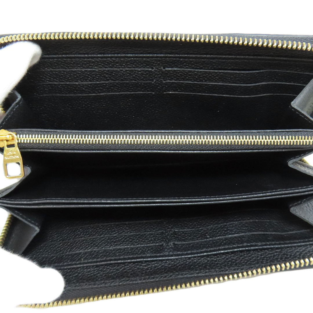 LOUIS VUITTON Long Wallet Purse M64805 Ann Platt black Zippy wallet Women Used Authentic