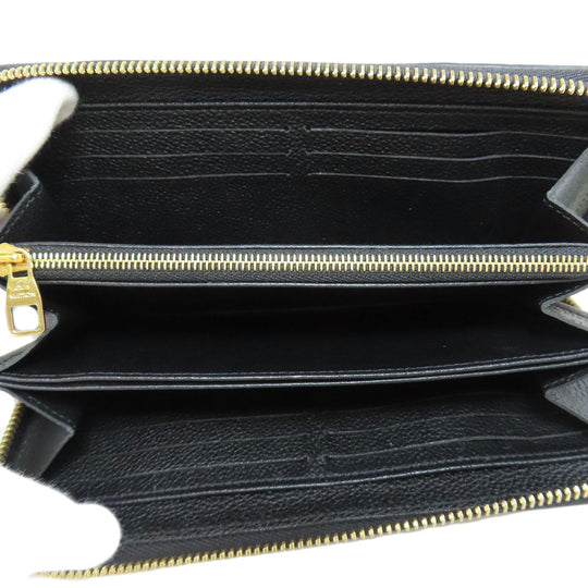 LOUIS VUITTON Long Wallet Purse M64805 Ann Platt black Zippy wallet Women Used Authentic