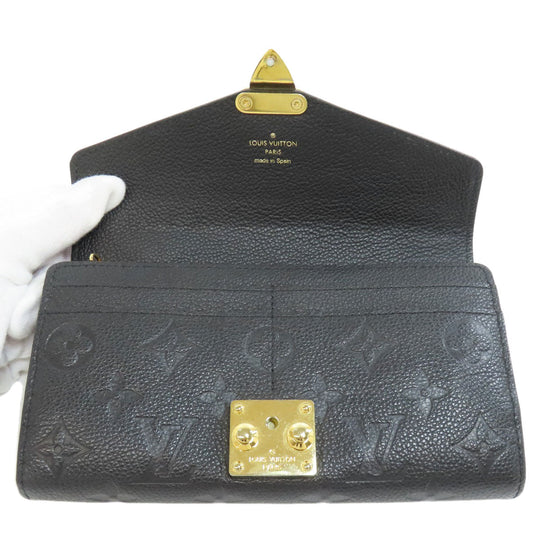 LOUIS VUITTON Long Wallet Purse M62458 Ann Platt black Portefeuille Mtis Women Used Authentic