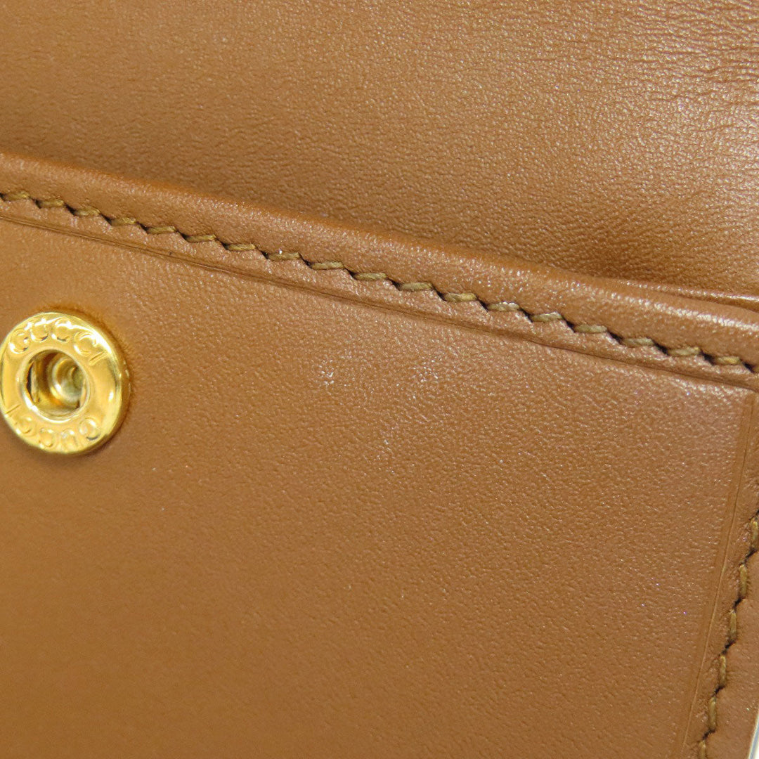 GUCCI Bifold Wallet 453155 PVC, Leather Brown GG Supreme Women Used Authentic