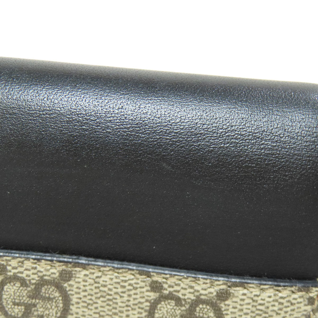 GUCCI Bifold Wallet 453155 PVC, Leather Brown GG Supreme Women Used Authentic