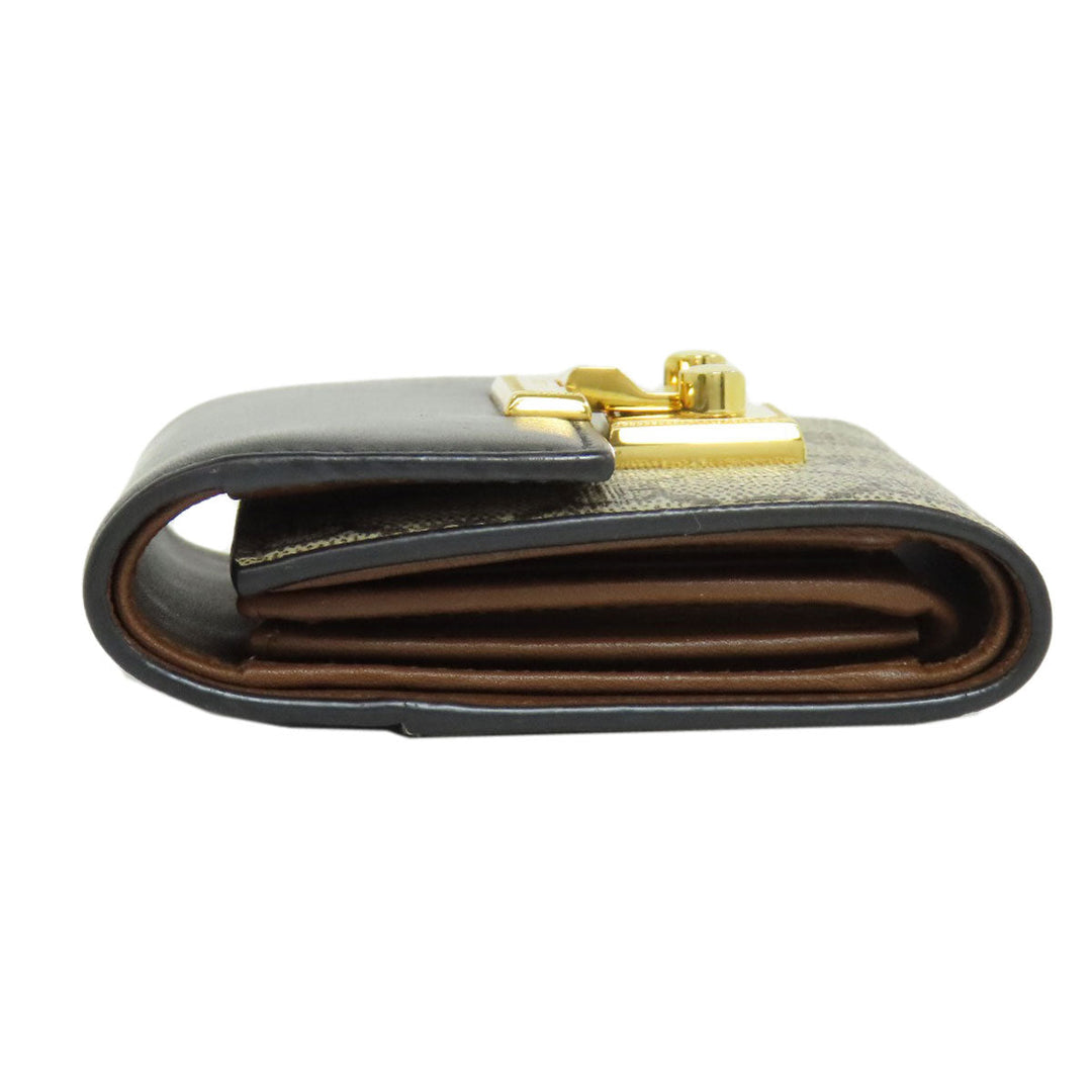 GUCCI Bifold Wallet 453155 PVC, Leather Brown GG Supreme Women Used Authentic