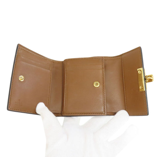 GUCCI Bifold Wallet 453155 PVC, Leather Brown GG Supreme Women Used Authentic