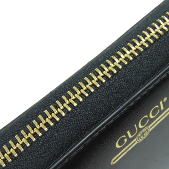 GUCCI Long Wallet Purse 547591 leather black logo Women Used Authentic