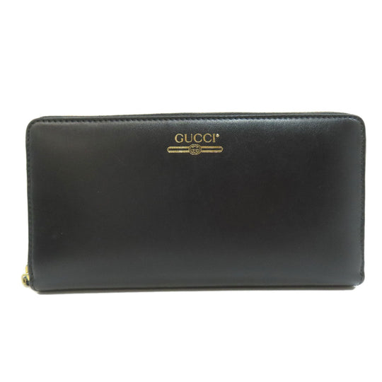 GUCCI Long Wallet Purse 547591 leather black logo Women Used Authentic