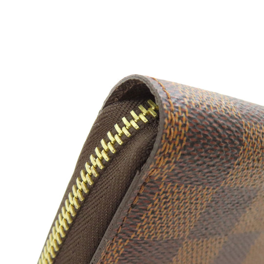 LOUIS VUITTON Long Wallet Purse N60015 Damier canvas Brown Zippy wallet old