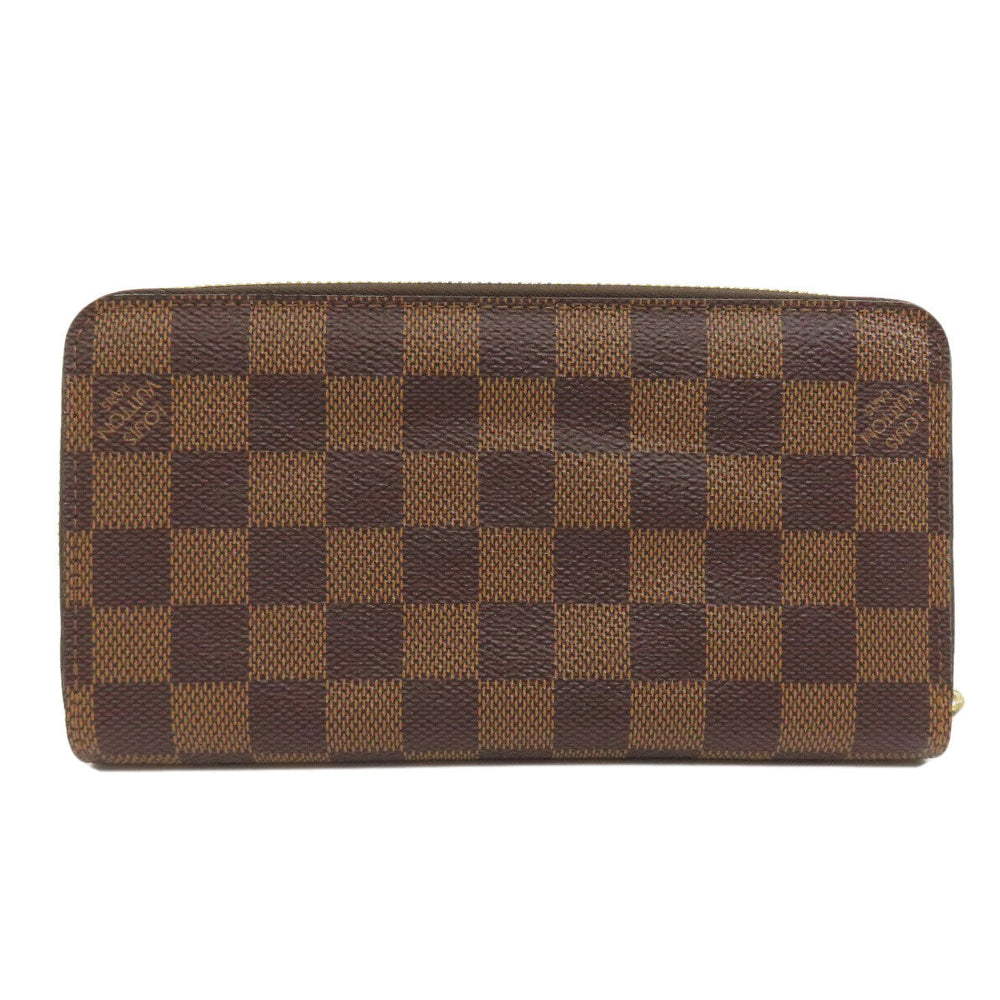 LOUIS VUITTON Long Wallet Purse N60015 Damier canvas Brown Zippy wallet old